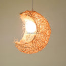 Axyaa Moon Shape Rattan Chandelier for Bedroom Study Coffee Shop Club