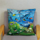 Axyaa Dolphin Ocean Pattern Cushion Cover for Kids Sofa & Home Decor