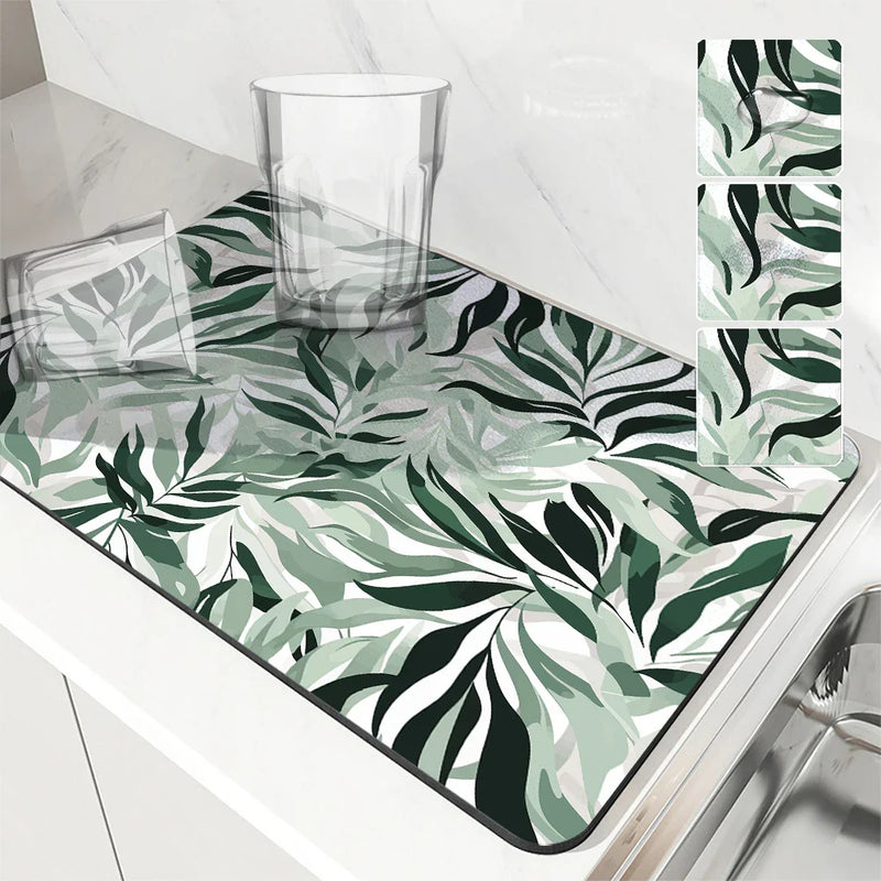 Axyaa Zebra Print Absorbent Mat: Antiskid & Quick Dry Drying Mat for Kitchen & Bathroom
