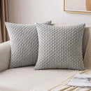 Axyaa Grey Corduroy Striped Throw Pillow Covers 20x20 Inch for Couch Sofa
