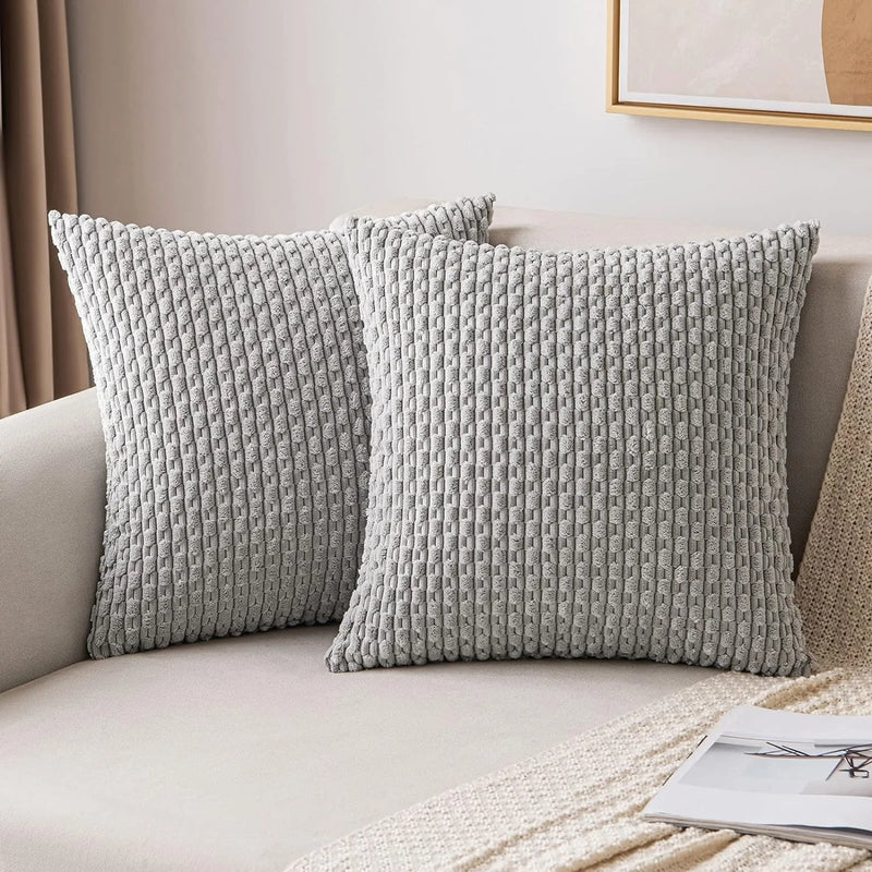 Axyaa 18x18 Corduroy Throw Pillows for Sofa, Bed & Living Room