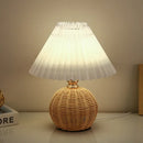 Axyaa Pleated Rattan LED Table Lamp for Home Office Decor and Night Light