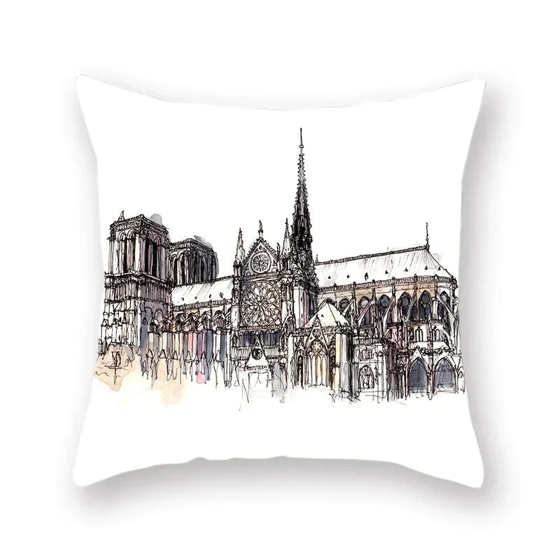 Axyaa World Buildings Printed Cushion Covers