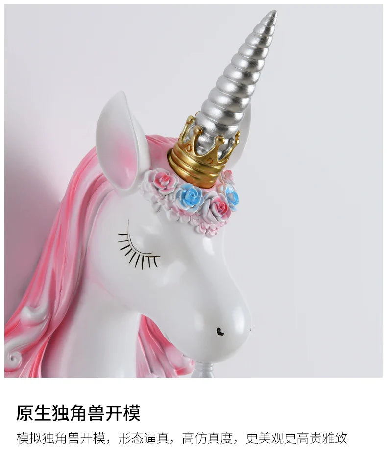 Nordic Unicorn Lamp Resin Wall Sconce by Axyaa for Girl's Bedroom & Living Room