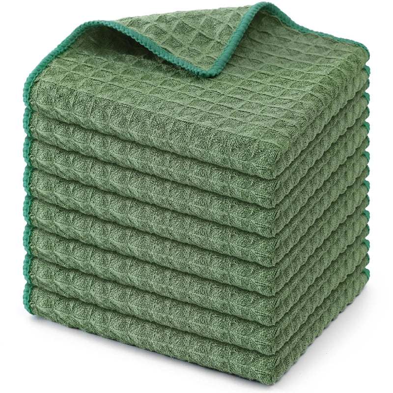 Axyaa Microfiber Waffle Kitchen Towels - Ultra Absorbent Cleaning Rags
