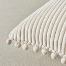 Lumbar Corduroy Boho Cushion Cover with Pom Pom Detail by Axyaa