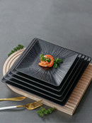 Axyaa High-Quality Black Melamine Square Snack Plate for Home Dining