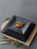 Axyaa Melamine Black Snack Plate: High Quality Square Dining Dish.