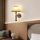 Nordic Bedroom Wall Lamp by Axyaa: Solid Wood, Fabric Shade, Retro Design