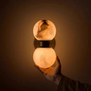 Axyaa Marble Alabaster Round Ball Wall Lamp for Bedroom, Hotel Room, Indoor Decor