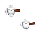 Axyaa Glass Measuring Cup with Wooden Handle and Single Spout, 100ml Coffee Supplies
