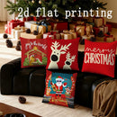 Axyaa Merry Christmas Reindeer Pillow Cover for Sofa, Bedroom, Car - Rectangular Cushion