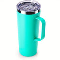Axyaa 24oz Double Wall Coffee Tumbler with Handle Lid Stainless Steel Insulated Cup