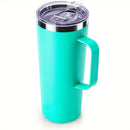 Axyaa 24oz Double Wall Coffee Tumbler with Handle Lid Stainless Steel Insulated Cup
