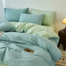 Axyaa Washed Cotton Duvet Cover Set - Blue, Soft, Breathable, Four Season Bed Linens