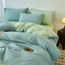 Axyaa Washed Cotton Duvet Cover Set - Blue 220*240cm