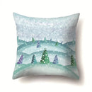 Axyaa Winter Snow Scene Print Pillow Cover for Home Decor 45X45CM
