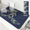 Axyaa Spaceman Coffee Cup Drying Mat Absorbent Non-Slip Kitchen Drain Mat