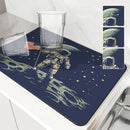 Axyaa Spaceman Coffee Cup Drying Mat Absorbent Non-Slip Kitchen Drain Mat