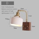 Axyaa Wood Ceramic Wall Sconce Lamp Brass Glass LED Wall Light