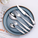 Axyaa Stainless Steel Cutlery Set - 24Pcs Mirror Knife Fork Spoon Dinner Flatware
