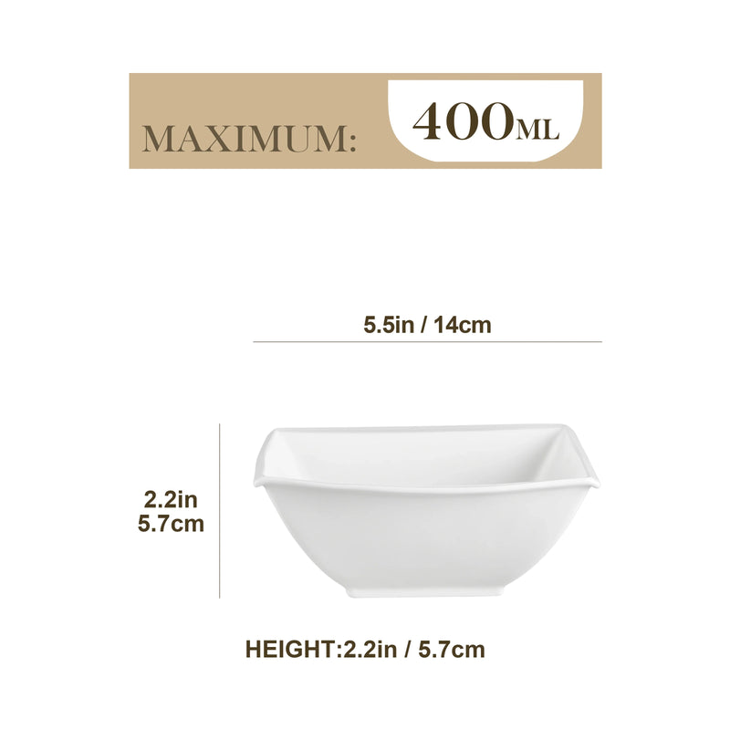 Axya™ Ivory White Porcelain Cereal Soup Salad Bowls Set - 6-Piece 5.75" Cream White