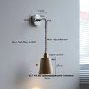 Axyaa Ash Wood LED Wall Light with Pull Chain Switch, Japanese Style Bedside Lamp