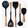 Axyaa Silicone Utensils Set with Wooden Handle, Non-stick Spatula Cookware Kit