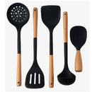 Axyaa Silicone Utensils Set with Wooden Handle, Non-stick Spatula Cookware Kit