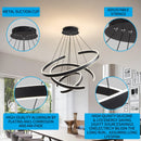 Axyaa Modern Black 3 Rings LED Chandelier for Living Room, Bedroom & Restaurant