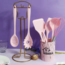 Axyaa 10-Piece Pink Silicone Utensil Set with Box - Non-Stick Kitchen Tools