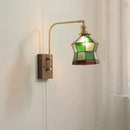 Axyaa Glass Walnut LED Wall Lamp Pull Chain Switch Modern Mirror Light