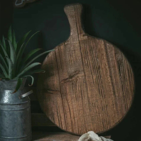 Axya Retro Log Round Chopping Board - Home Decor, Photography Props & Cutting Board Holder