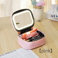 Axyaa PU Leather Makeup Bag with LED Lights and Detachable Mirror