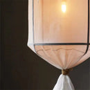 Axyaa White Linen Pendant Lamp: Nordic Design Bamboo LED Lighting for Indoor Spaces