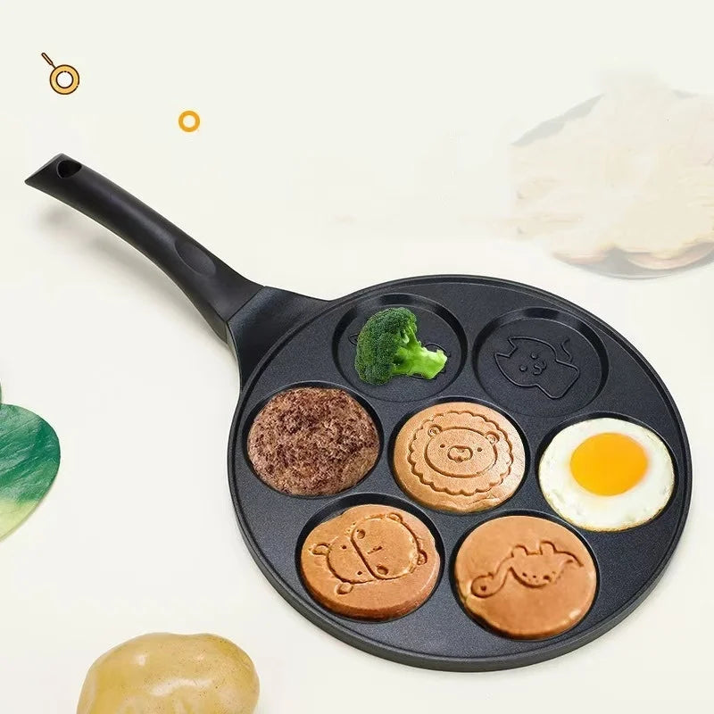 Axyaa Seven-hole Non-stick Animal Smiley Pancake Pan with Bakelite Handle