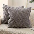 Axyaa Soft Faux Wool Throw Pillow Covers - 45x45 CM Solid Patterned Cushion Case