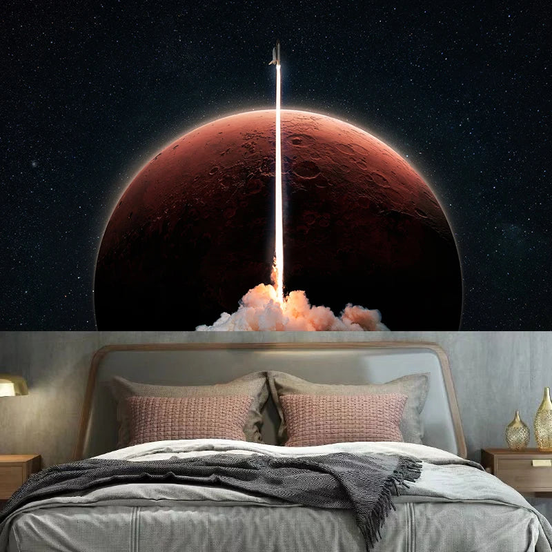 Axyaa Space Rocket Astronaut Tapestry Wall Art Decoration for Living Room