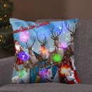 Axyaa LED Retro Santa Claus Christmas Light Decoration Throw Pillow Cover