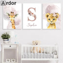 Axyaa Jungle Animals Nursery Posters Set - Kids Room Wall Art Canvas Painting