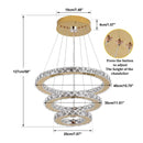 Axyaa Crystal Luxury Pendant Lights with Remote Control - Smart Hanging Chandelier for Home