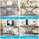Axyaa 70.9" Gray Console Table with Wood Top, Modern Entryway Accent Furniture