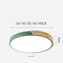 Axyaa Solid Wood Round LED Ceiling Lamp for Bedroom and Living Room