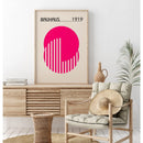 Axyaa Bauhaus Canvas Poster: Vintage Pink & Beige Mid Century Minimalist Wall Art