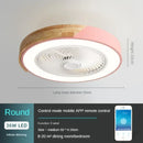 Axyaa Bladeless Remote Control Wood LED Ceiling Fan-Light, Modern Low Profile Square/Round Design