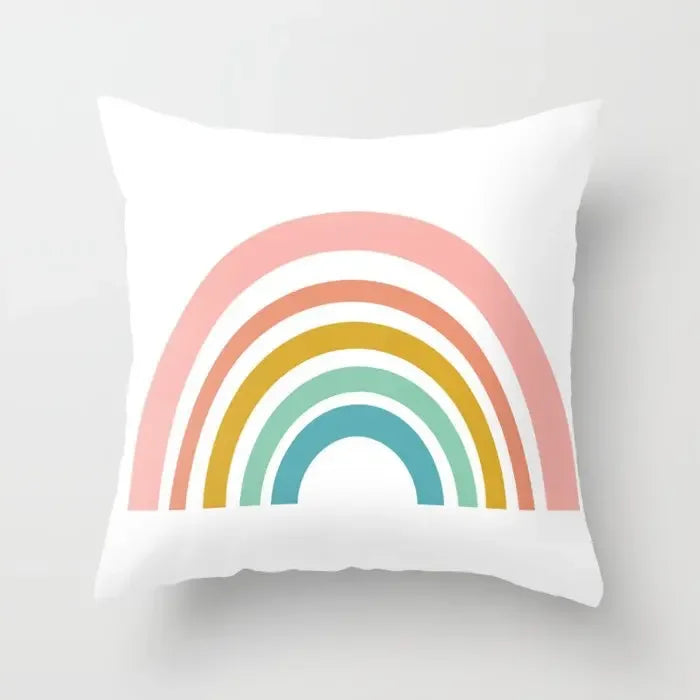 Axyaa Geometric Sunset Rainbow Pink Pillowcase