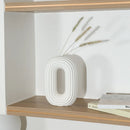 Axyaa White Striped Ceramic Vase – Modern Minimalist Living Room Tabletop Decoration