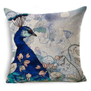 Axyaa Peacock Feather Linen Cushion Cover 45x45cm for Sofa Bed Decor