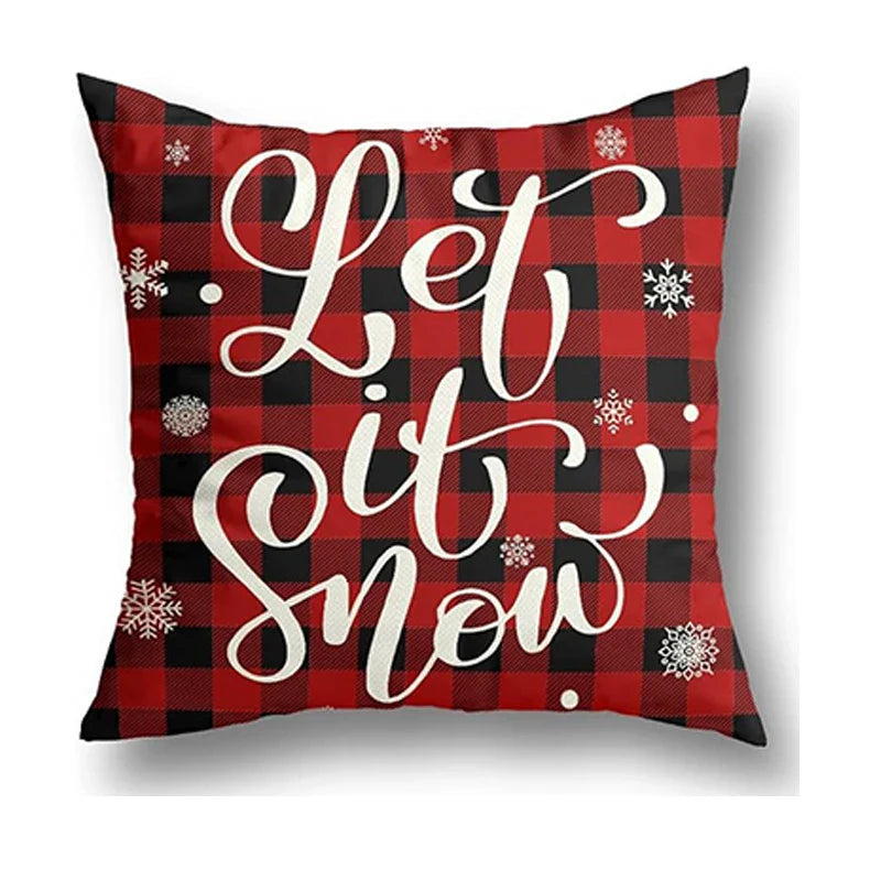 Axyaa Christmas Pillow Covers Set of 4 Buffalo Plaid Black Red 18x18 Inch