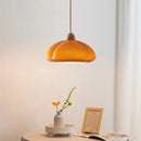 Axyaa Mid Century Orange Glass Pumpkin Chandelier